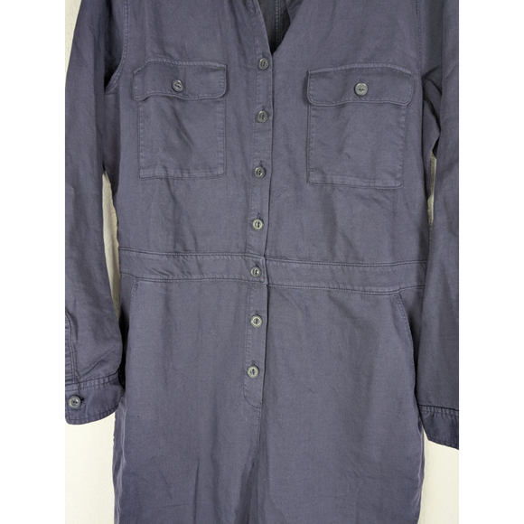 Outerknown S.E.A. Long Sleeve Organic Cotton Linen Jumpsuit Navy Sz L Coverall - Picture 5 of 11